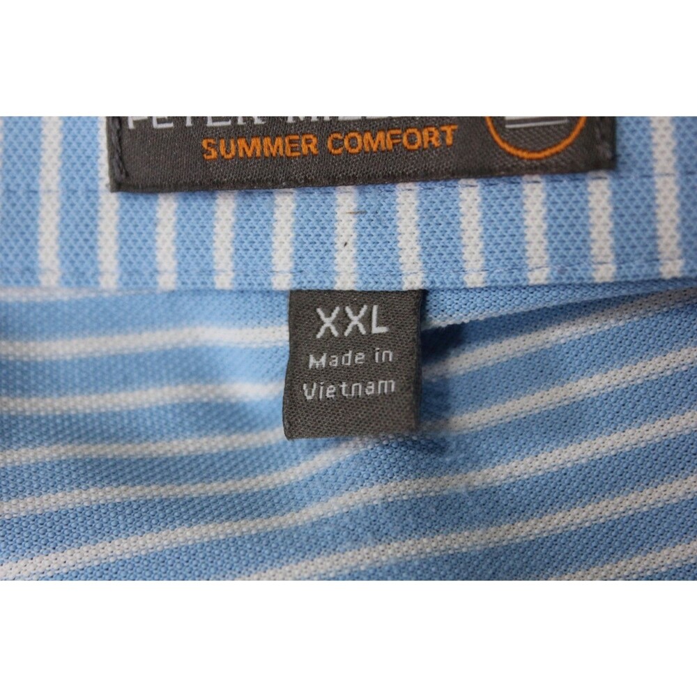 Peter Millar Polo Shirt Mens Blue White Striped Summer Comfort Golf Stretch XXL - Picture 9 of 10